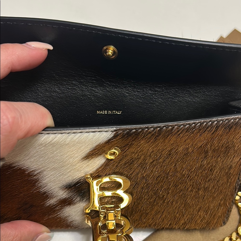 Burberry Mini Calf Hair and Leather Shoulder cross body bag brown cow print NWT - Picture 10 of 11